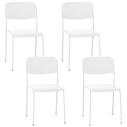 Modern Dining Chairs Set of 4 with Tilted Backrest and Sturdy Metal Legs-White-Dining Chairs-DECOROLALA