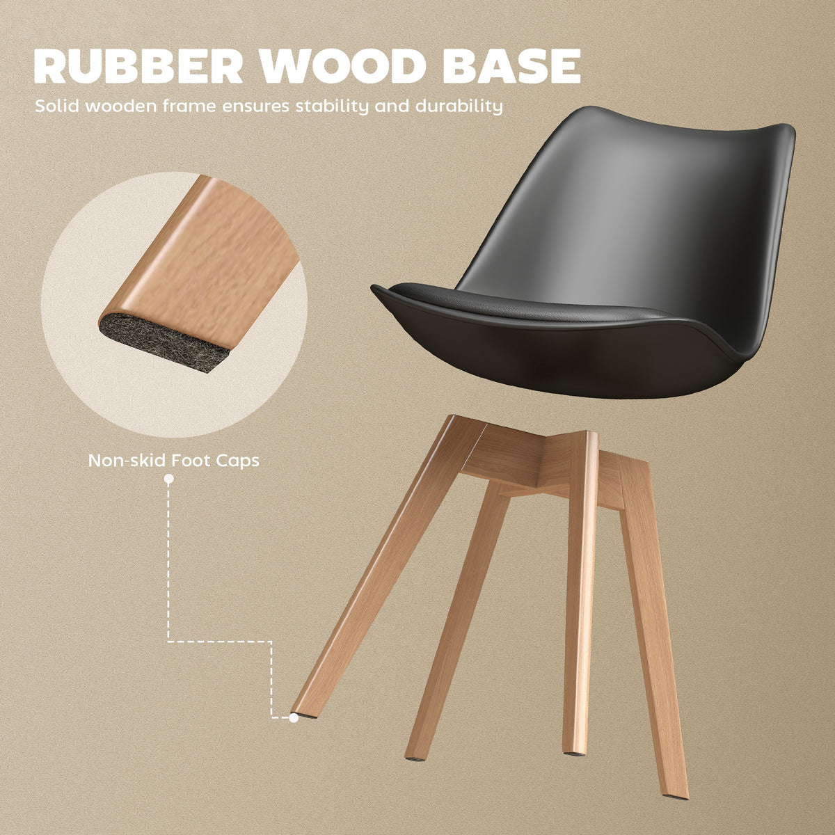 Modern Dining Chairs Set of 6, Rubber Wood PU Leather Cushion Living Room-Dining Chairs-DECOROLALA