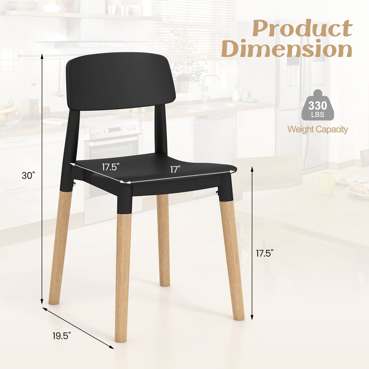 Modern Dining Side Chairs Set of 4 with Ergonomic Backrest for Dining Room-Black-Dining Chairs-DECOROLALA