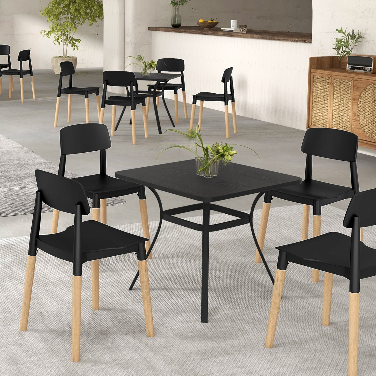 Modern Dining Side Chairs Set of 4 with Ergonomic Backrest for Dining Room-Black-Dining Chairs-DECOROLALA