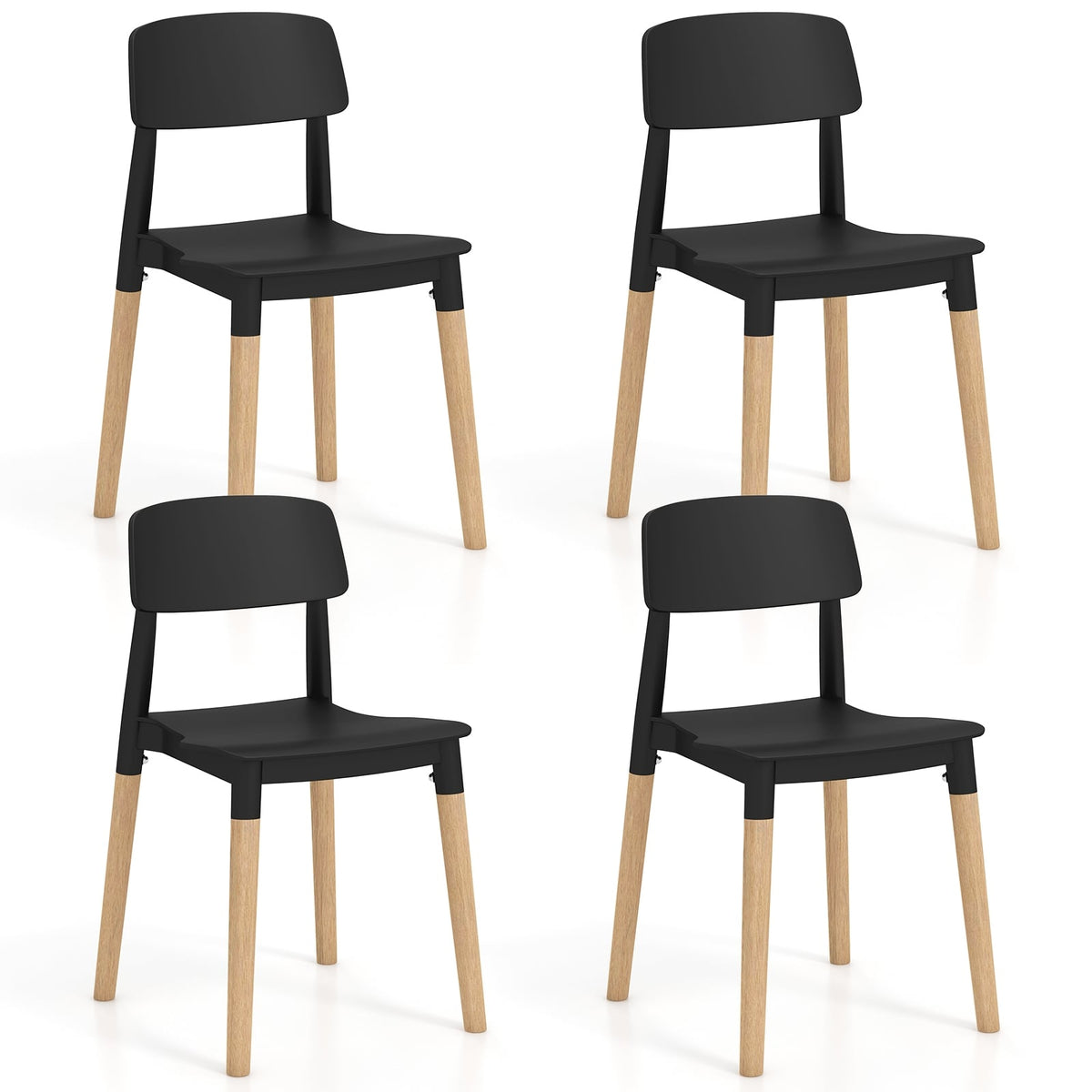 Modern Dining Side Chairs Set of 4 with Ergonomic Backrest for Dining Room-Black-Dining Chairs-DECOROLALA