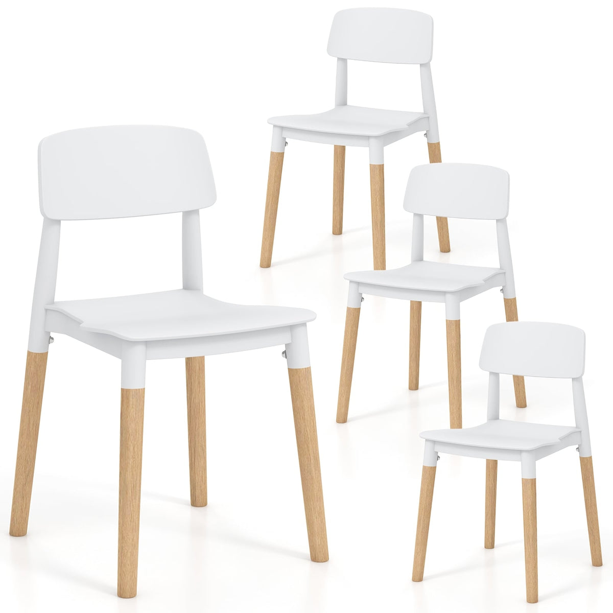 Modern Dining Side Chairs Set of 4 with Ergonomic Backrest for Dining Room-White-Dining Chairs-DECOROLALA