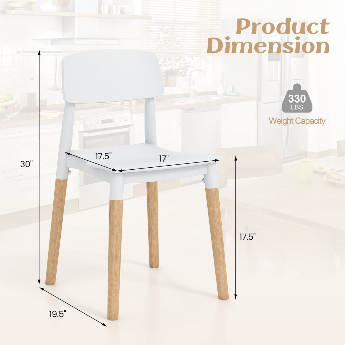 Modern Dining Side Chairs Set of 4 with Ergonomic Backrest for Dining Room-White-Dining Chairs-DECOROLALA