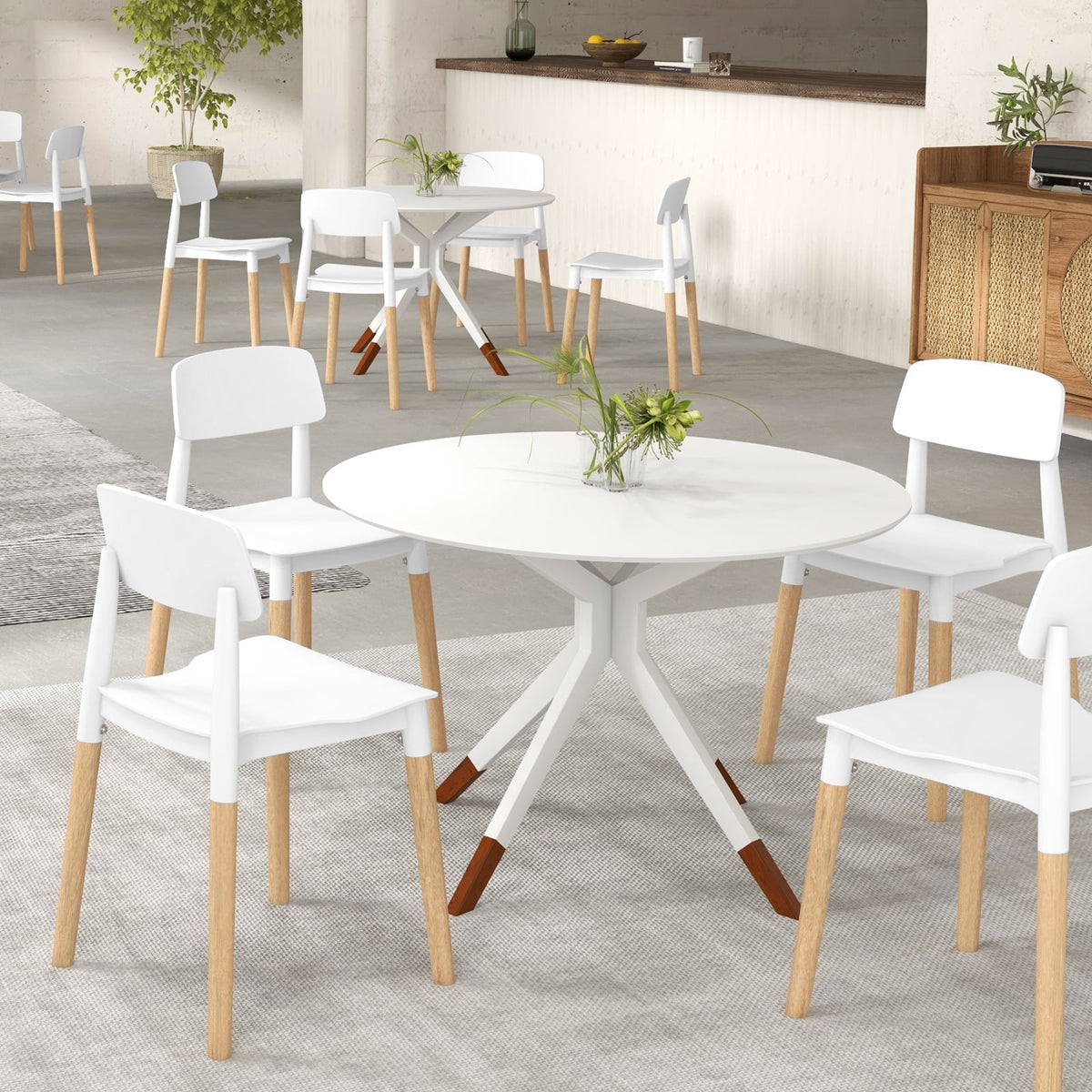 Modern Dining Side Chairs Set of 4 with Ergonomic Backrest for Dining Room-White-Dining Chairs-DECOROLALA