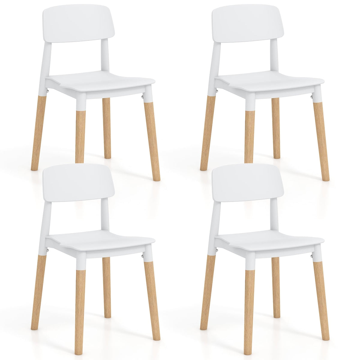 Modern Dining Side Chairs Set of 4 with Ergonomic Backrest for Dining Room-White-Dining Chairs-DECOROLALA