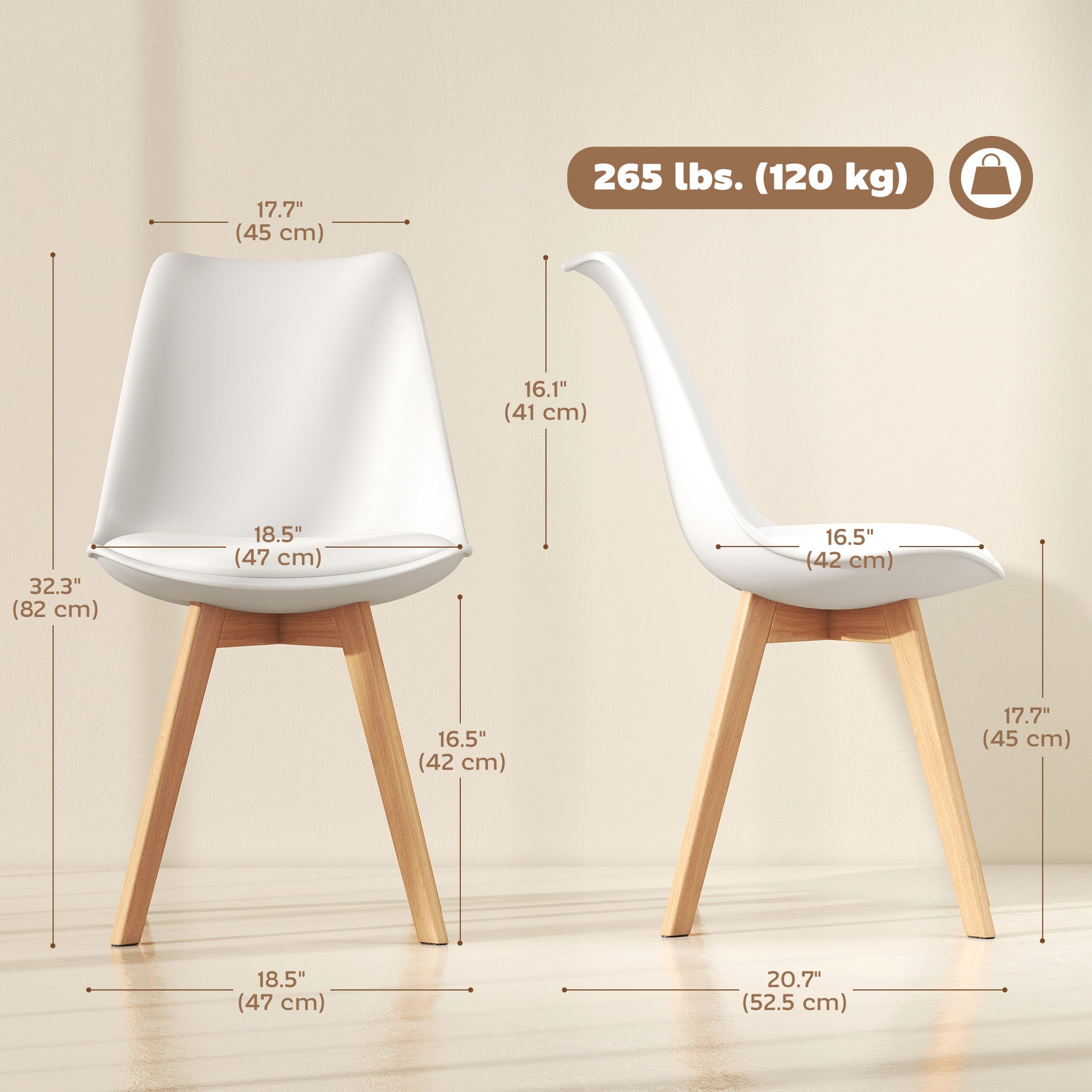 Modern Dining Table Chairs Set of 6, Rubber Wood Kitchen Table Chairs with PU Leather Cushion for Living Room, Bedroom-Home Furnishings > Kitchen & Dining Furniture > Dining Chairs-DECOROLALA