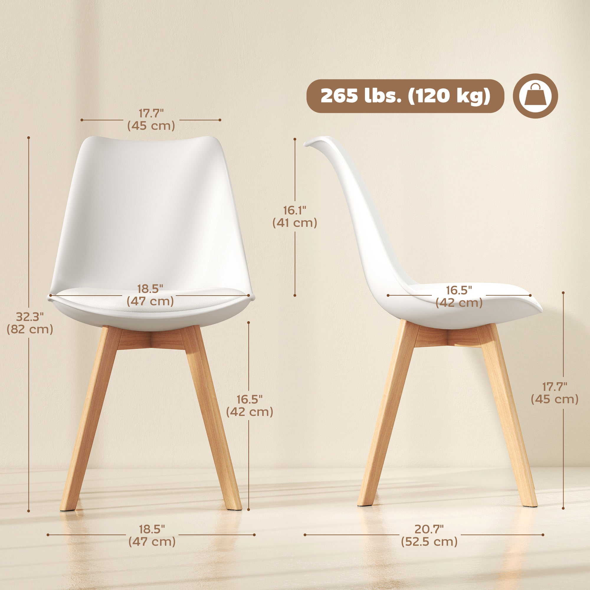 Modern Dining Table Chairs Set of 6, Rubber Wood Kitchen Table Chairs with PU Leather Cushion for Living Room, Bedroom-Home Furnishings > Kitchen & Dining Furniture > Dining Chairs-DECOROLALA