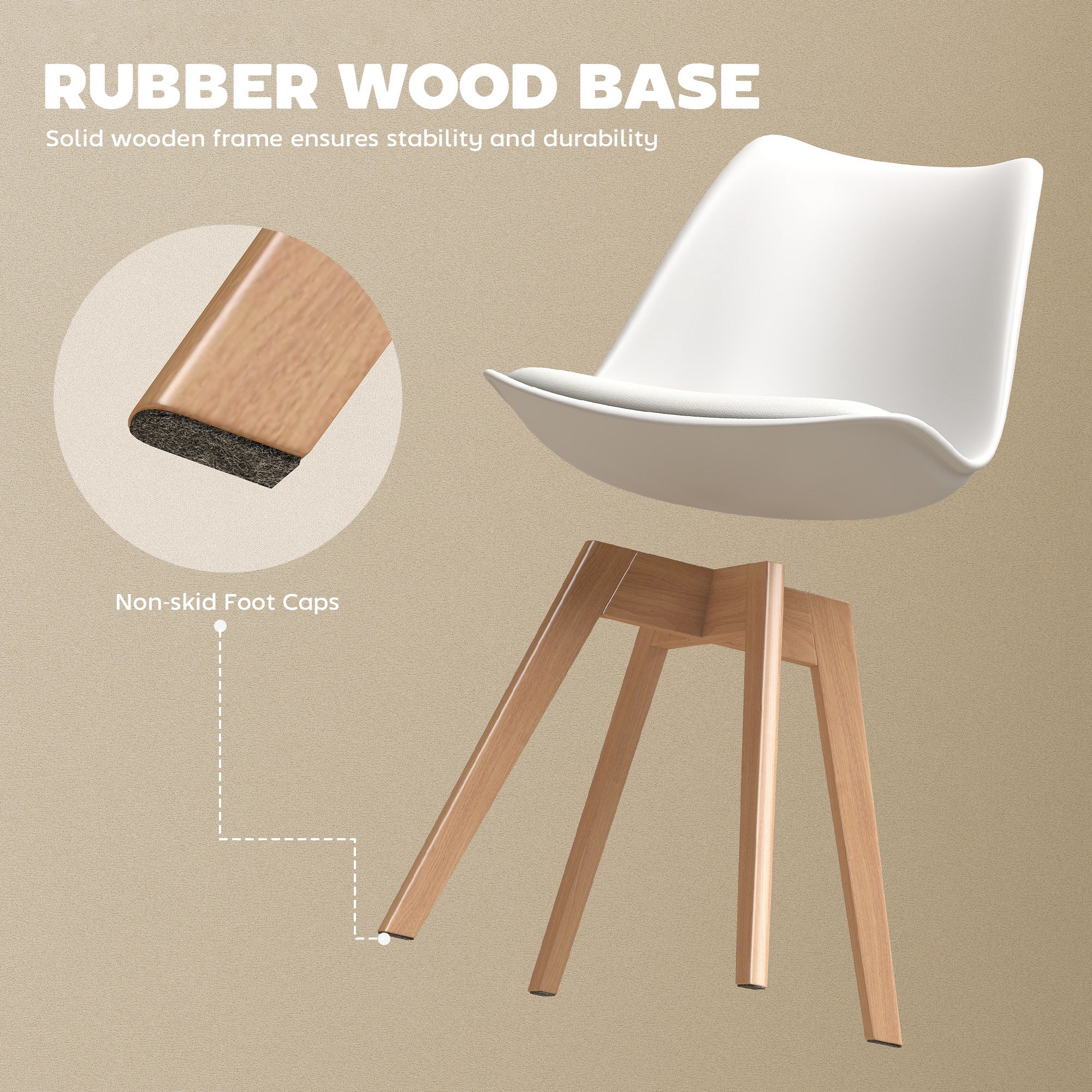 Modern Dining Table Chairs Set of 6, Rubber Wood Kitchen Table Chairs with PU Leather Cushion for Living Room, Bedroom-Home Furnishings > Kitchen & Dining Furniture > Dining Chairs-DECOROLALA