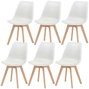 Modern Dining Table Chairs Set of 6, Rubber Wood Kitchen Table Chairs with PU Leather Cushion for Living Room, Bedroom-Home Furnishings > Kitchen & Dining Furniture > Dining Chairs-DECOROLALA