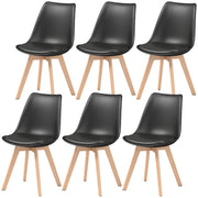 Modern Dining Table Chairs Set of 6, Rubber Wood Kitchen Table Chairs with PU Leather Cushion for Living Room, Bedroom-Home Furnishings > Kitchen & Dining Furniture > Dining Chairs-DECOROLALA
