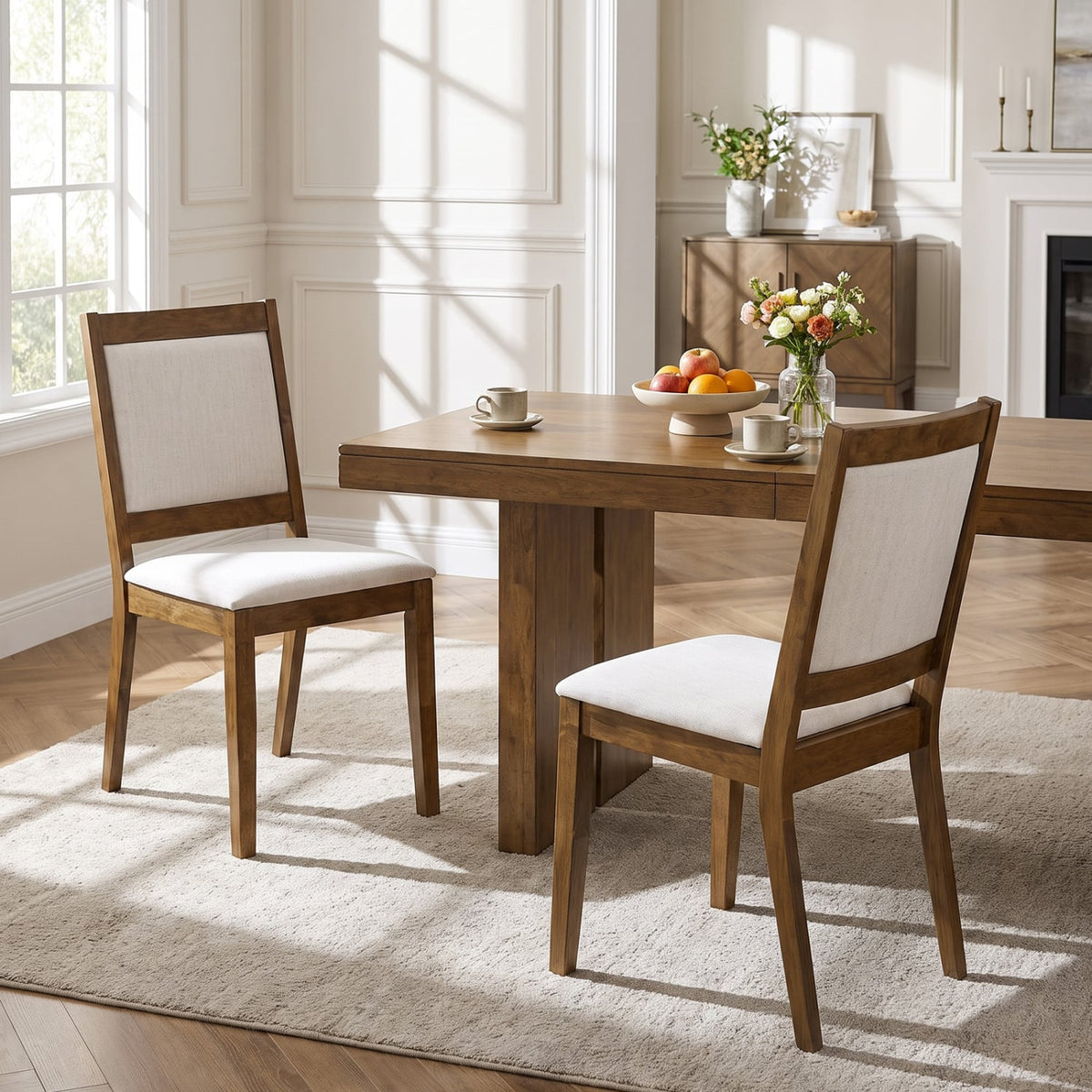 Modern Dining Upholstered Kitchen Chair Set of 2 with Padded Backrest-Brown-Dining Chairs-DECOROLALA