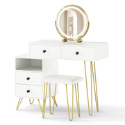 Modern Dressing Table with Storage Cabinet-Off white-Makeup Vanities-DECOROLALA
