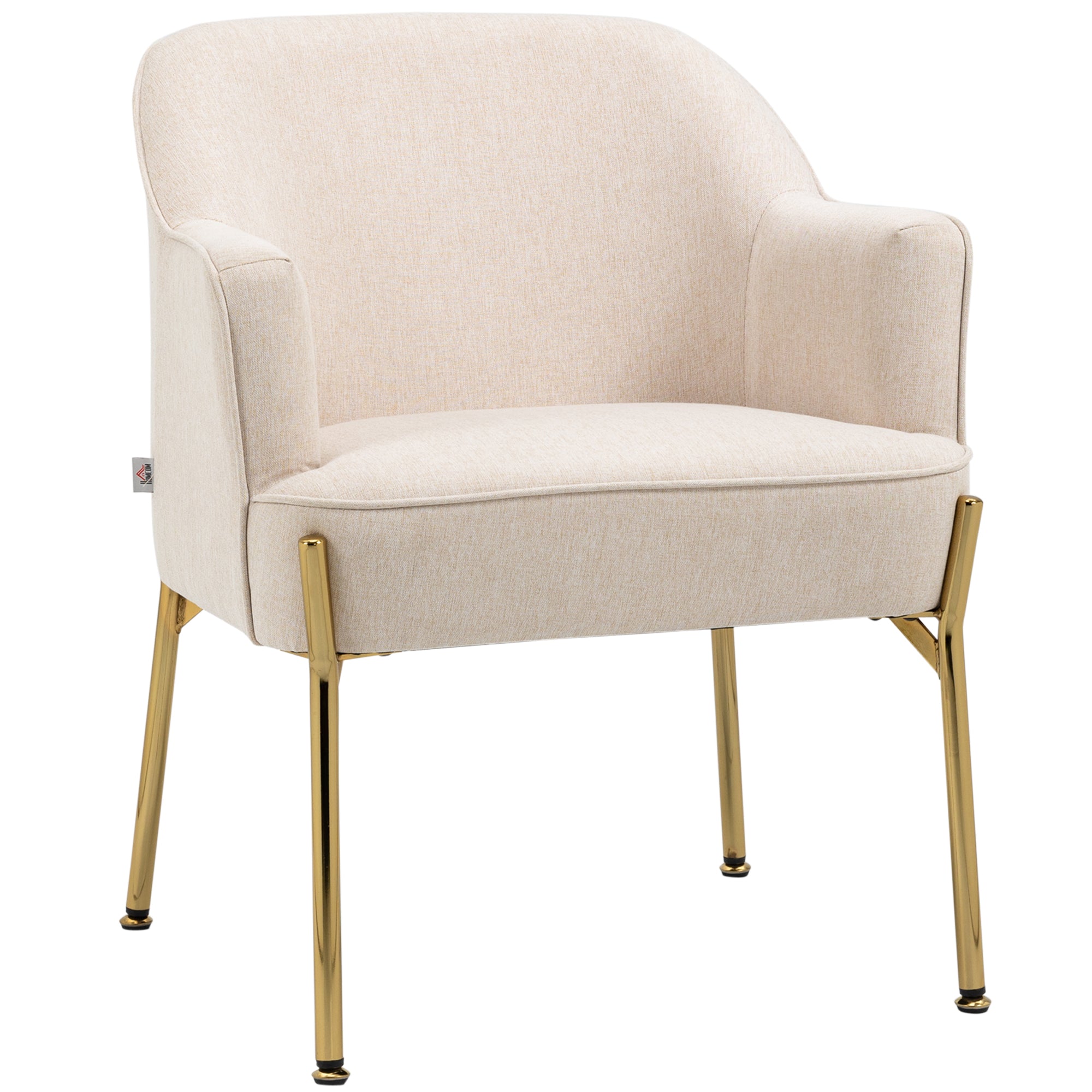 Modern Fabric Armchair, Metal Legs, Cream White, Living Room, Office-DECOROLALA