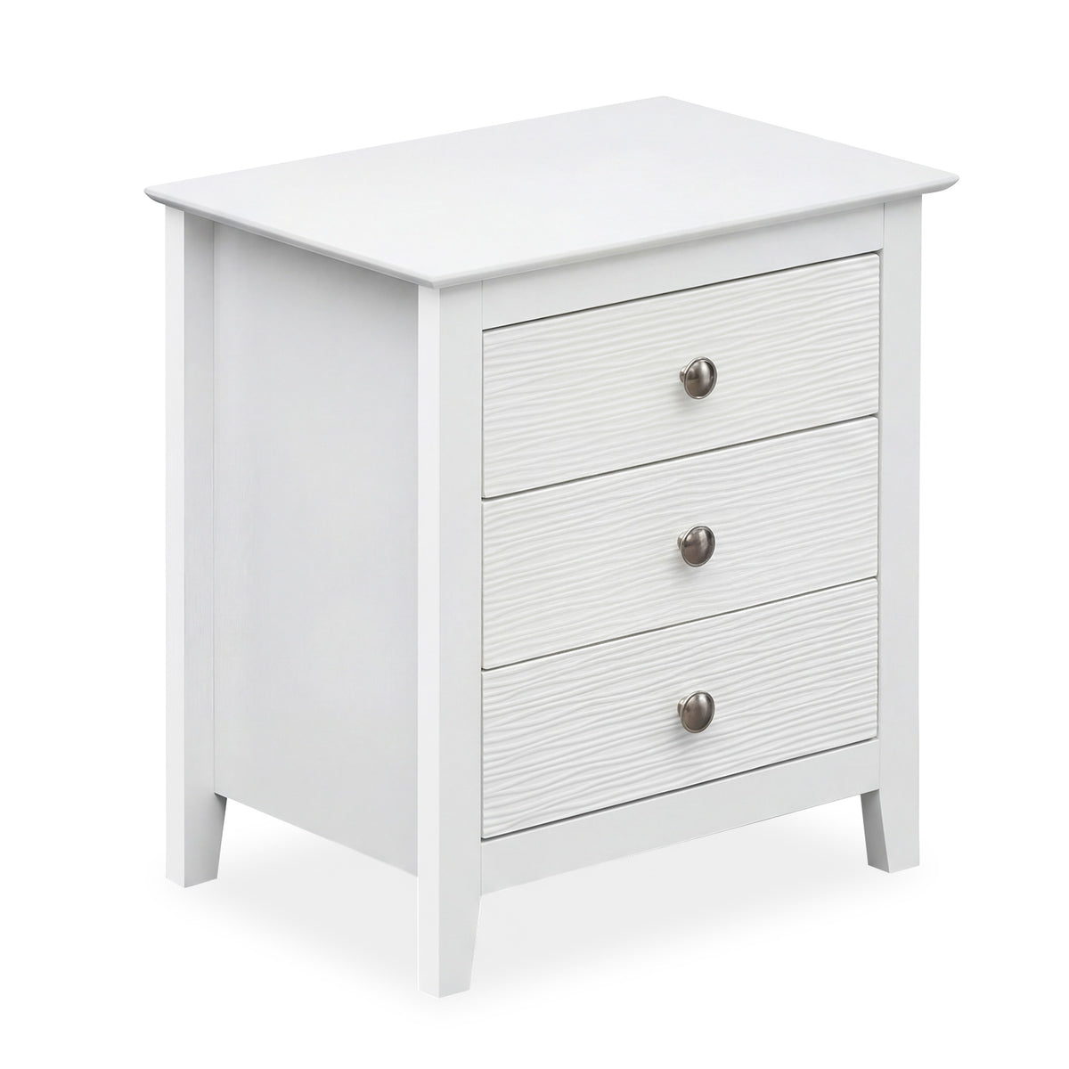 Modern Farmhouse 3-Drawer NightStand with Wood Grain Accents and Sleek Knobs-White-Nightstands-DECOROLALA