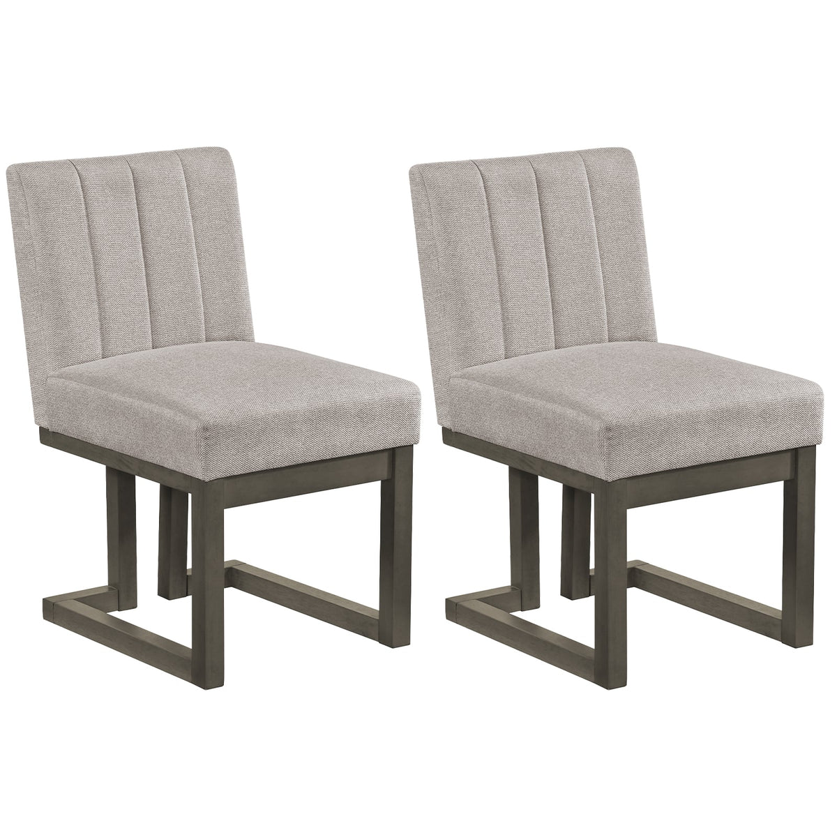 Modern Farmhouse Fabric Dining Chairs Set of 2 with 5.5" Thickened Padded Seat-Gray-Dining Chairs-DECOROLALA