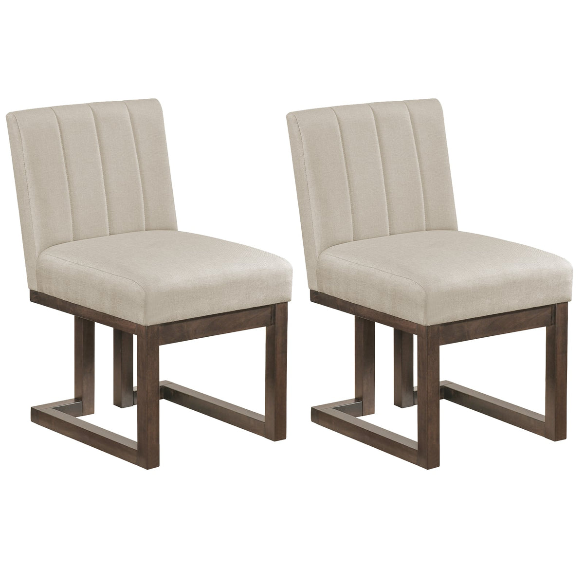 Modern Farmhouse Fabric Dining Chairs Set of 2 with 5.5" Thickened Padded Seat-Walnut-Dining Chairs-DECOROLALA