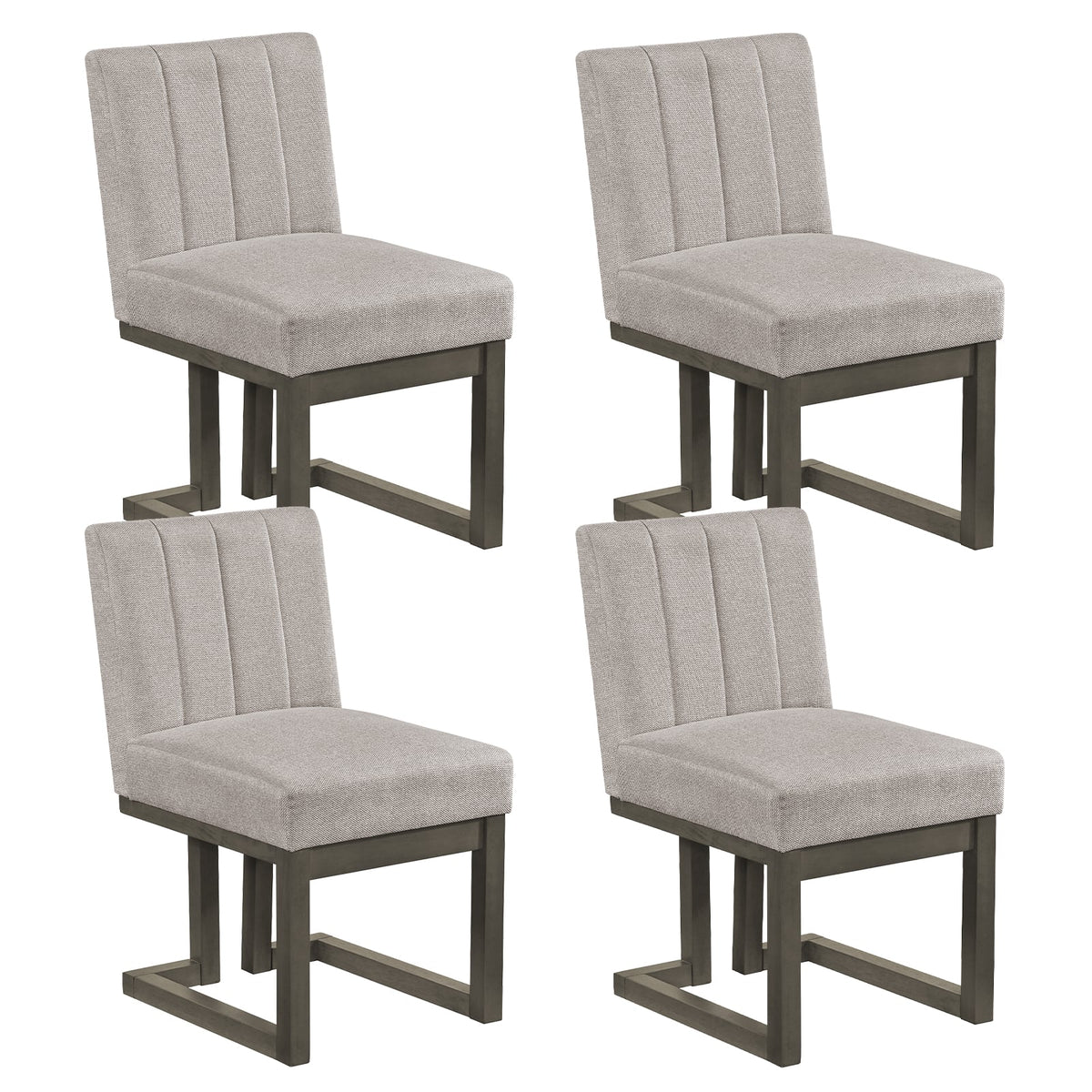 Modern Farmhouse Fabric Dining Chairs Set of 4 with 5.5" Thickened Padded Seat-Gray-Dining Chairs-DECOROLALA