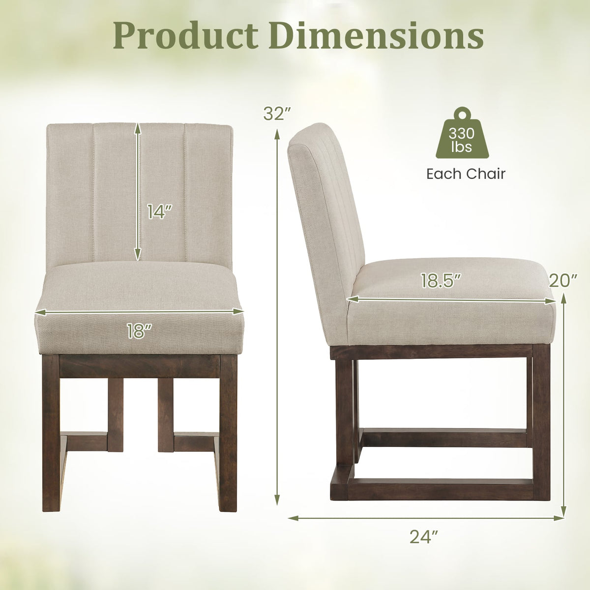 Modern Farmhouse Fabric Dining Chairs Set of 4 with 5.5" Thickened Padded Seat-Walnut-Dining Chairs-DECOROLALA