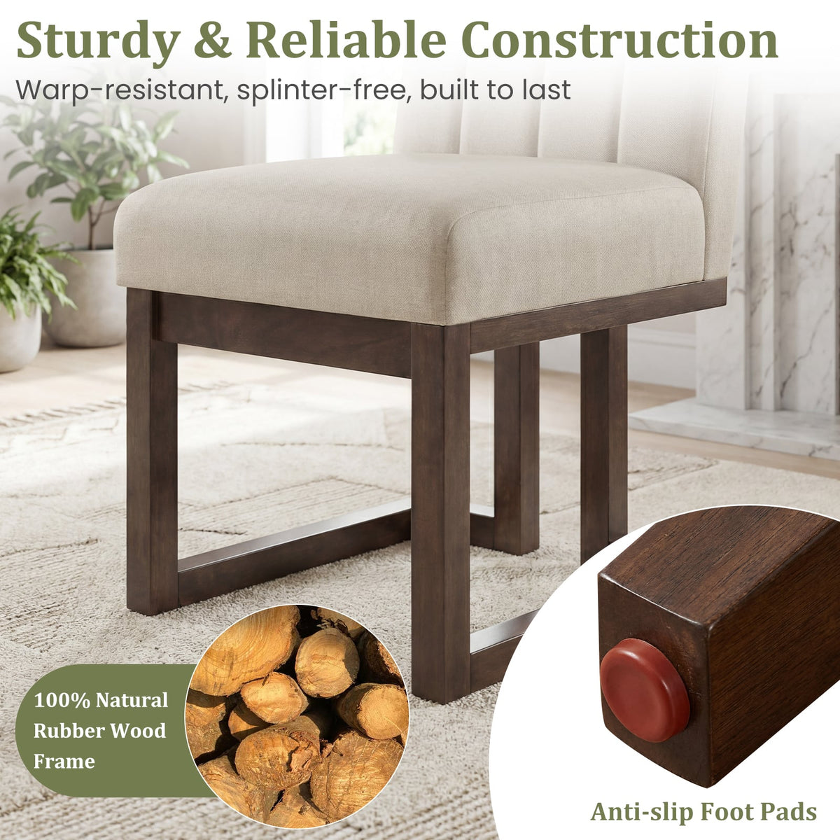 Modern Farmhouse Fabric Dining Chairs Set of 4 with 5.5" Thickened Padded Seat-Walnut-Dining Chairs-DECOROLALA