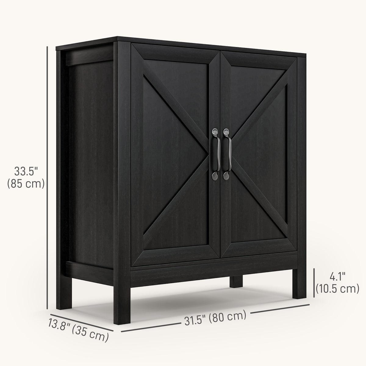 Modern Farmhouse Sideboard - Black Oak Barn Door Cabinet-Home Furnishings > Kitchen & Dining Furniture > Bar Cabinets-DECOROLALA