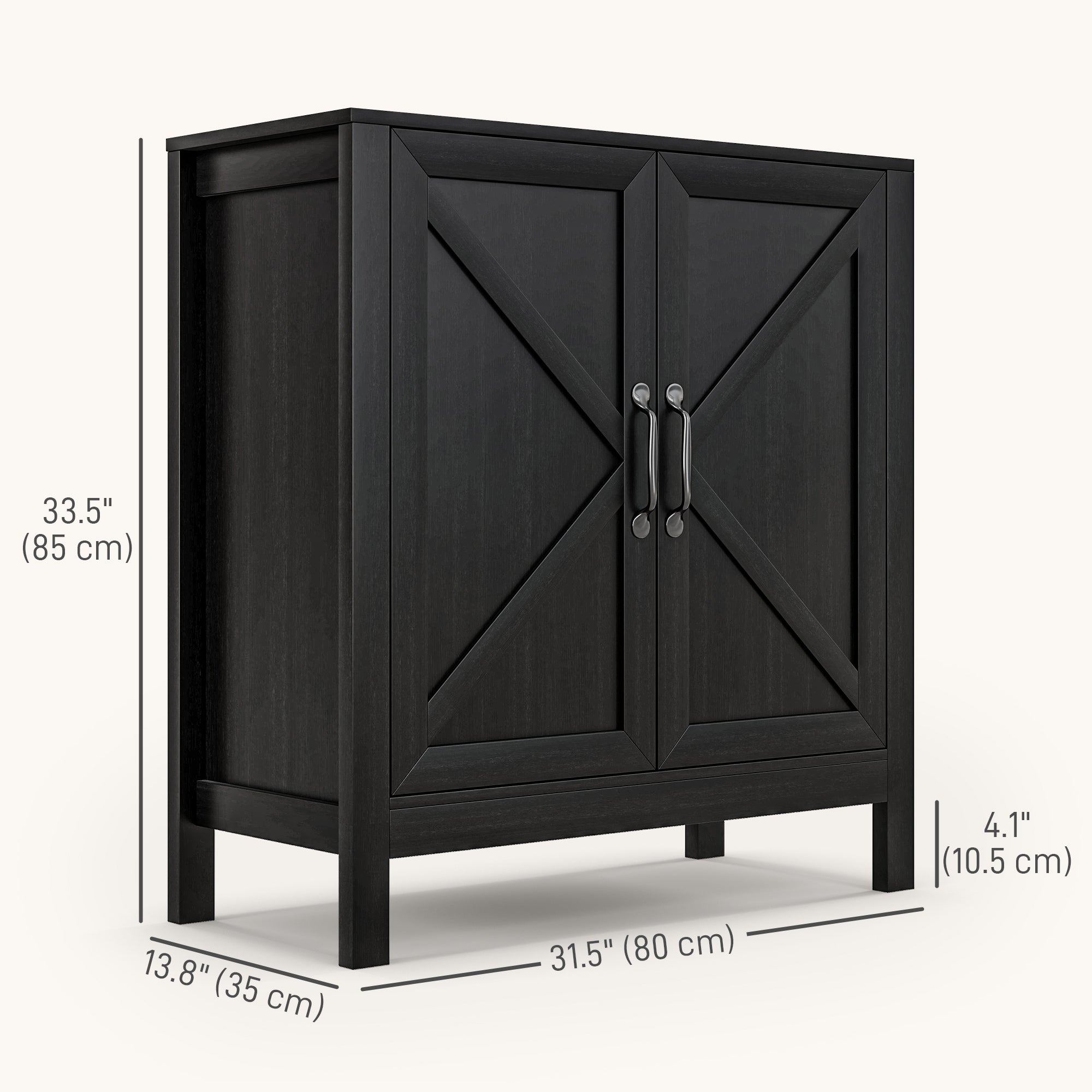 Modern Farmhouse Sideboard - Black Oak Barn Door Cabinet-Home Furnishings > Kitchen & Dining Furniture > Bar Cabinets-DECOROLALA