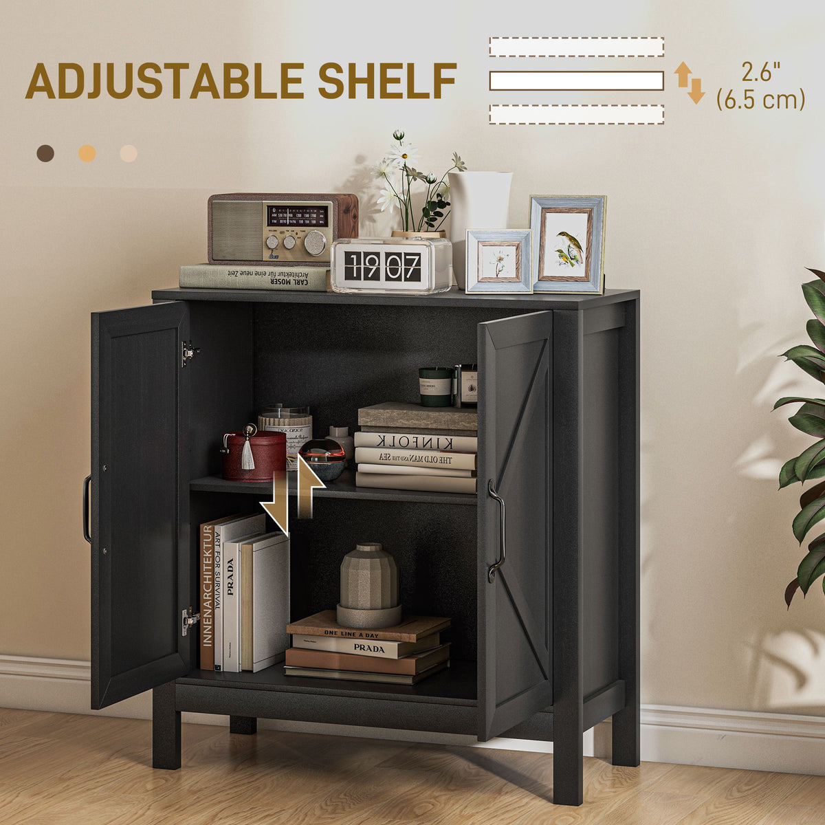 Modern Farmhouse Sideboard - Black Oak Barn Door Cabinet-Home Furnishings > Kitchen & Dining Furniture > Bar Cabinets-DECOROLALA