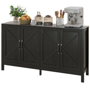 Modern Farmhouse Sideboard Buffet, TV Stand Black Oak, Adjustable Shelf, 65" TV-DECOROLALA