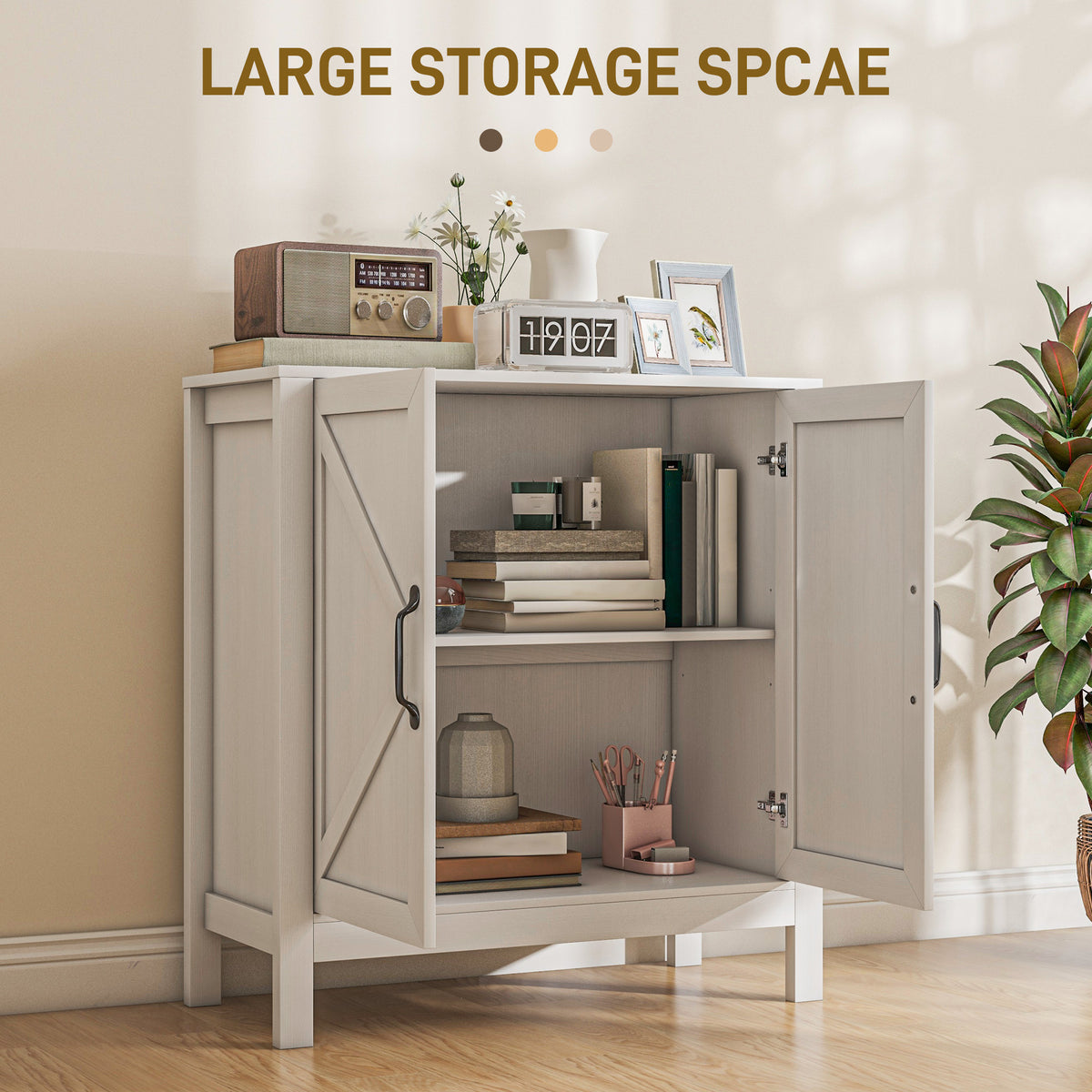 Modern Farmhouse Sideboard - White Barn Door Cabinet-Home Furnishings > Kitchen & Dining Furniture > Bar Cabinets-DECOROLALA