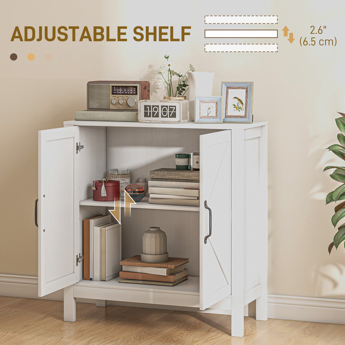 Modern Farmhouse Sideboard - White Barn Door Cabinet-Home Furnishings > Kitchen & Dining Furniture > Bar Cabinets-DECOROLALA