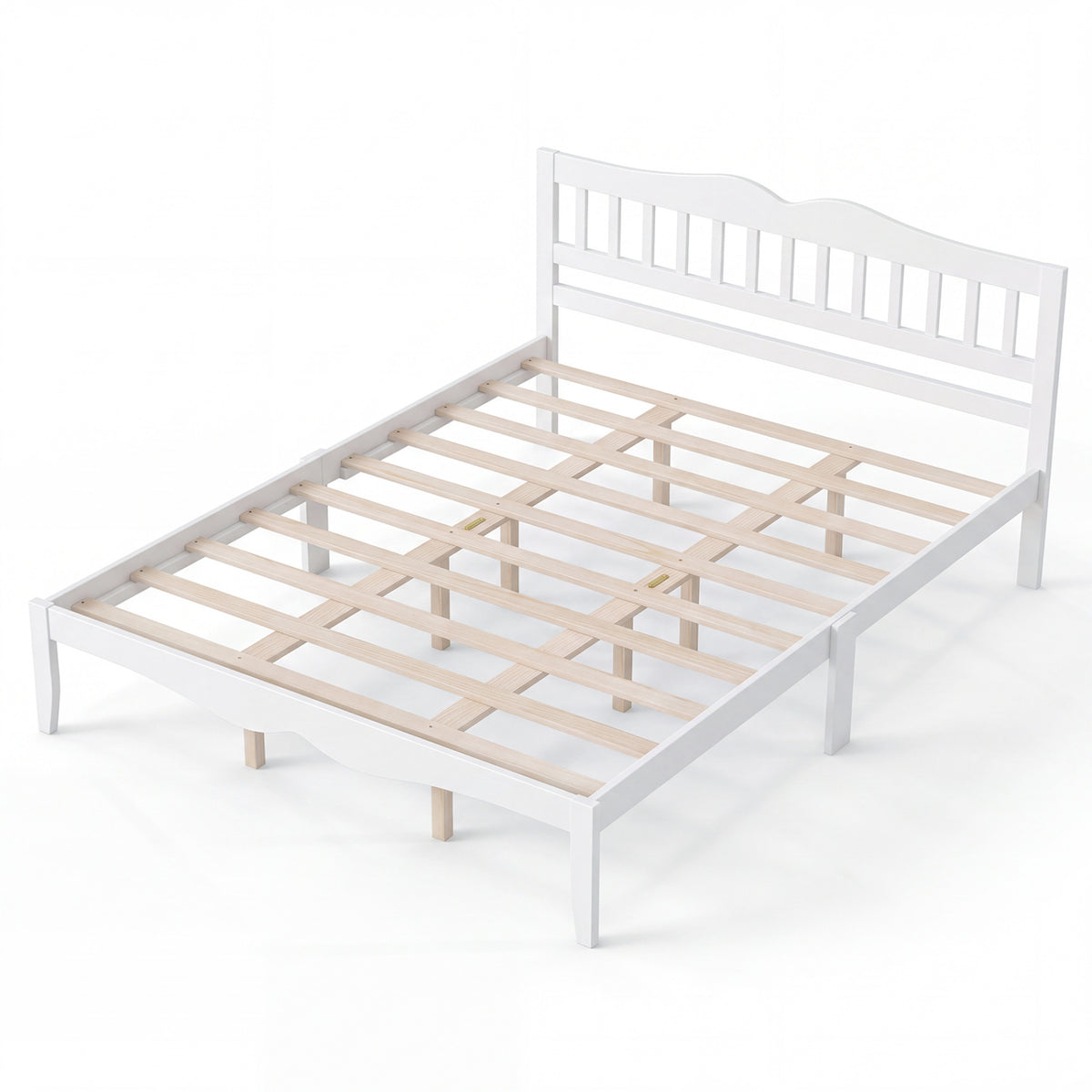 Modern Farmhouse Style Bed Frame with Solid Wood Frame-Simple Bed Frame-DECOROLALA
