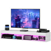 Modern Floating TV Stand with LED Lights for TVs up to 75" White-Home Furnishings > Living Room Furniture > TV¬†Stands-DECOROLALA