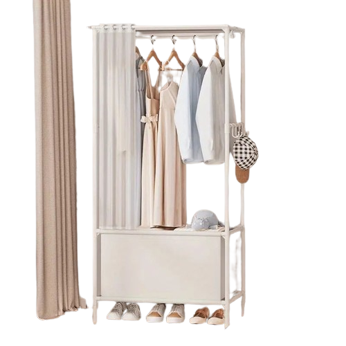 Modern Floor Standing Coat Rack with Shoe and Cap Storage-Coat & Hat Racks-DECOROLALA