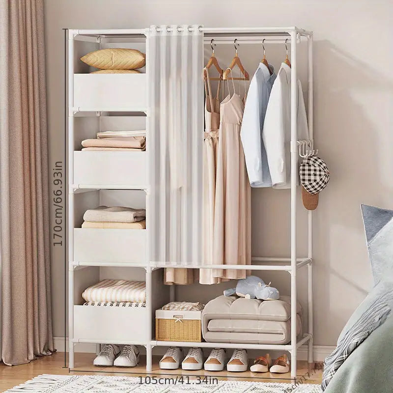 Modern Floor Standing Coat Rack with Shoe and Cap Storage-Coat & Hat Racks-DECOROLALA