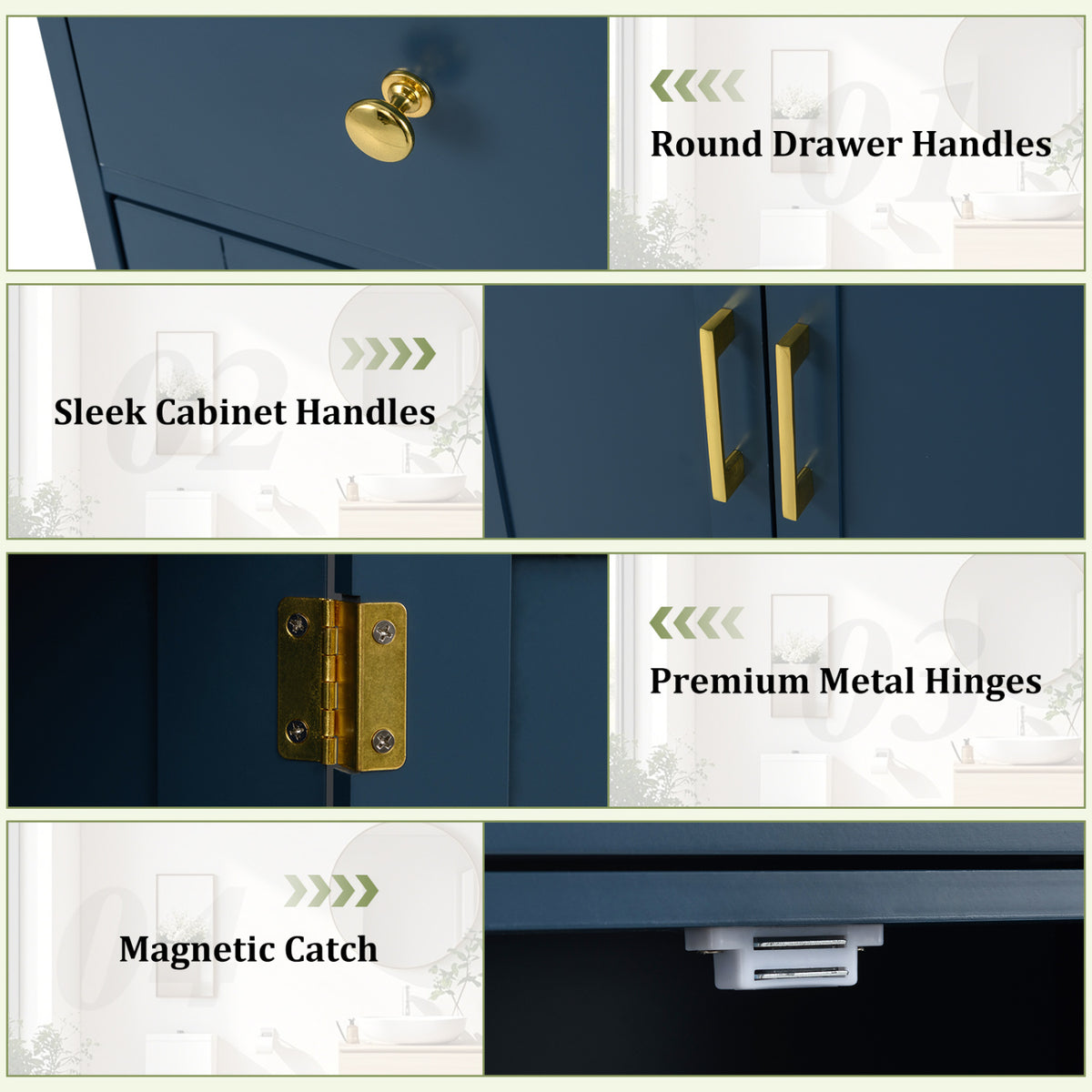 Modern Floor Storage Cabinet - Navy Blue Sideboard with Drawer-Floor Cabinets-DECOROLALA