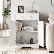 Modern Floor Storage Cabinet - White & Gold Buffet Sideboard-Floor Cabinets-DECOROLALA