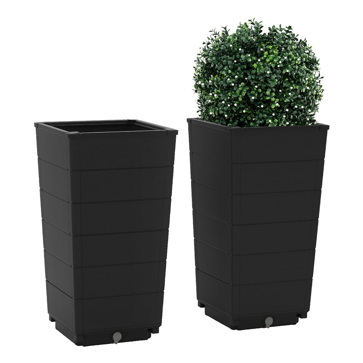 Modern Flower Planter for Front Porch and Lobby-Black-Artificial Plants-DECOROLALA