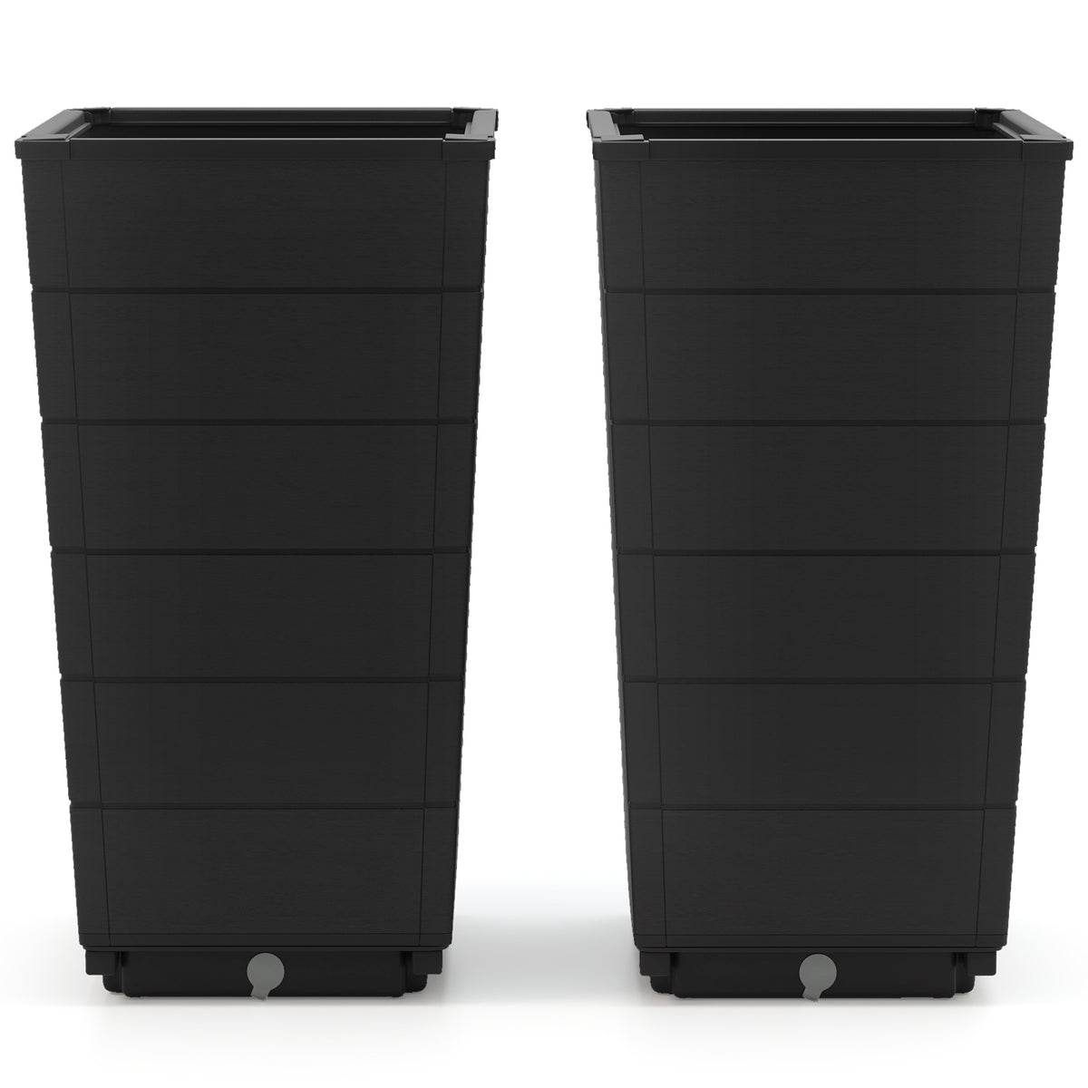 Modern Flower Planter for Front Porch and Lobby-Black-Artificial Plants-DECOROLALA