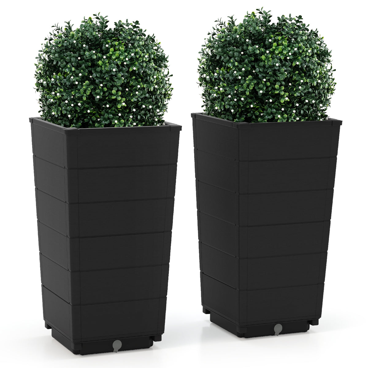 Modern Flower Planter for Front Porch and Lobby-Black-Artificial Plants-DECOROLALA