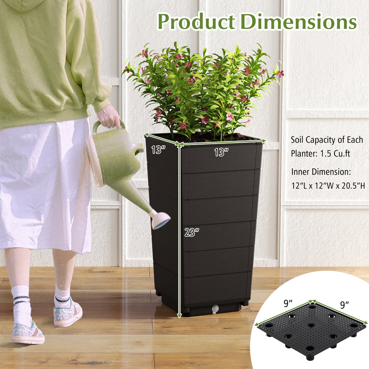 Modern Flower Planter for Front Porch and Lobby-Brown-Artificial Plants-DECOROLALA