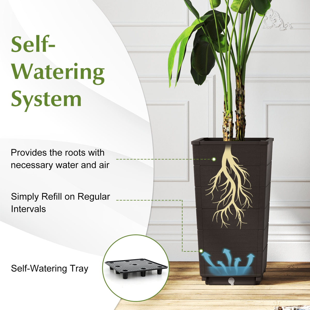 Modern Flower Planter for Front Porch and Lobby-Brown-Artificial Plants-DECOROLALA