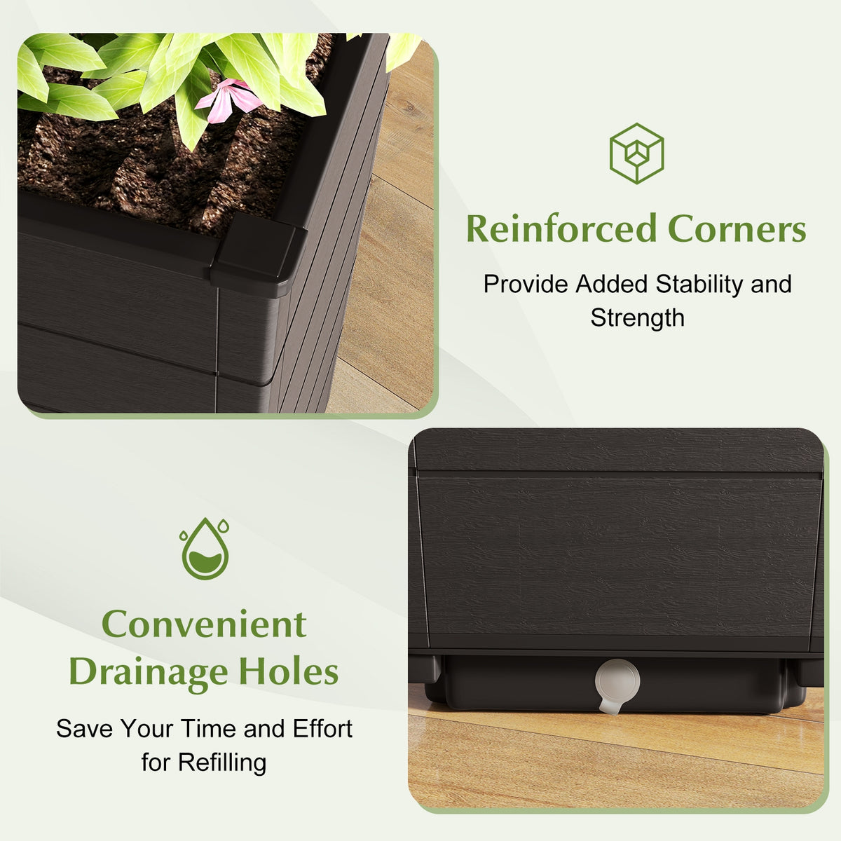 Modern Flower Planter for Front Porch and Lobby-Brown-Artificial Plants-DECOROLALA