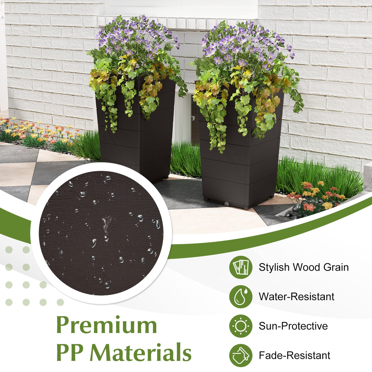 Modern Flower Planter for Front Porch and Lobby-Brown-Artificial Plants-DECOROLALA