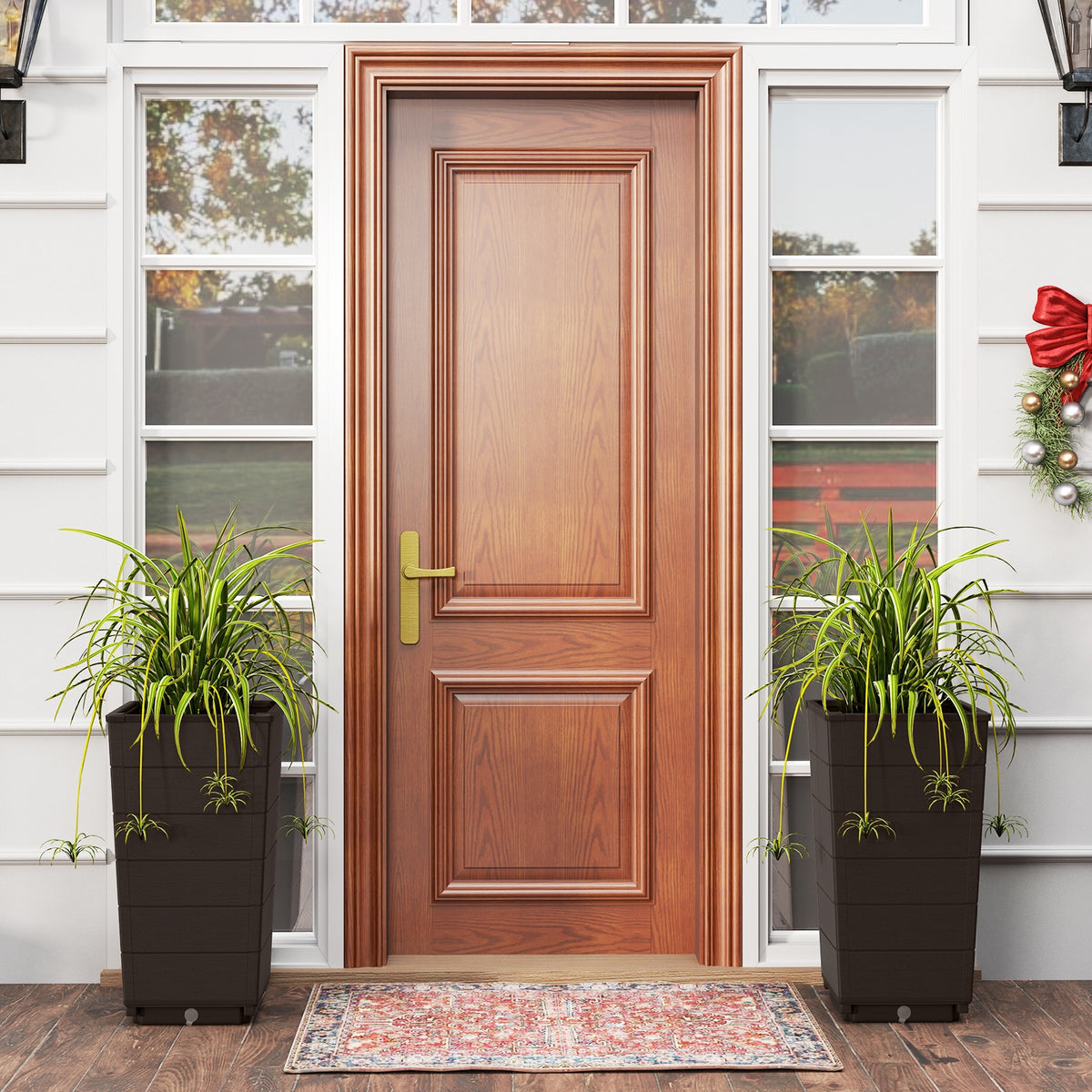 Modern Flower Planter for Front Porch and Lobby-Brown-Artificial Plants-DECOROLALA