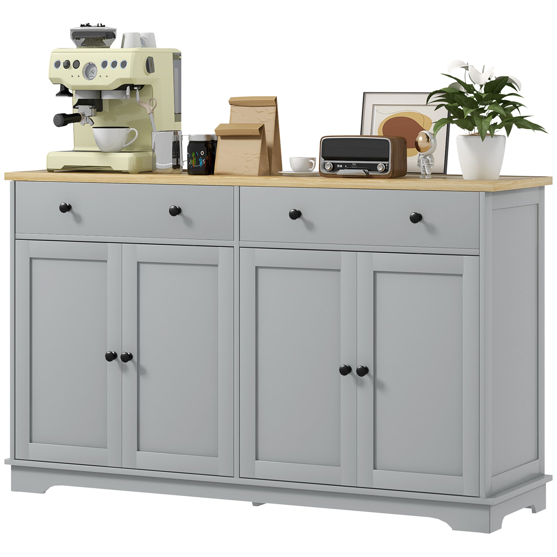 Modern Grey Sideboard with Storage, Adjustable Shelves, Buffet Cabinet-DECOROLALA