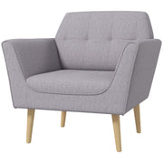 Modern Grey Tufted Accent Chair with Rubber Wood Legs, Upholstered-DECOROLALA