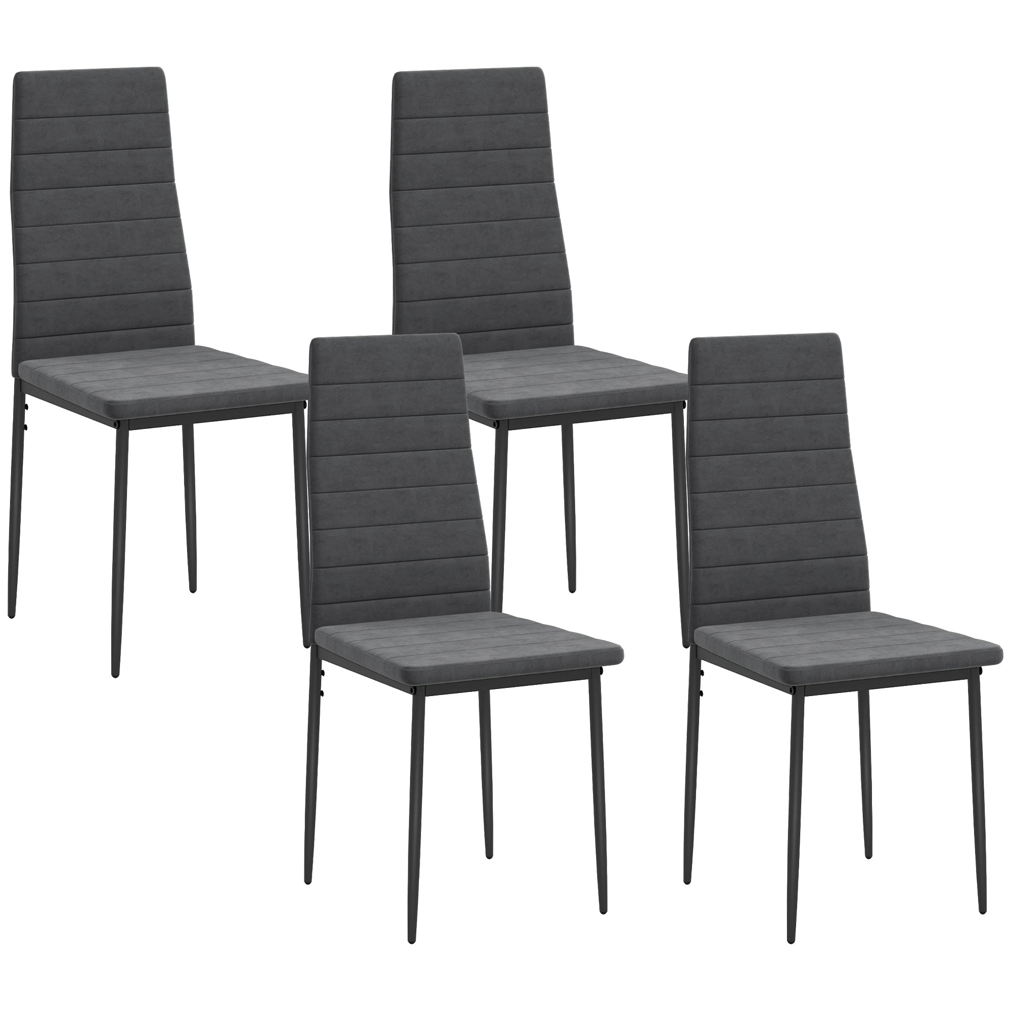 Modern Grey Velvet Dining Chairs, Set of 4 - High Back Metal Legs-Home Furnishings > Kitchen & Dining Furniture > Dining Chairs-DECOROLALA