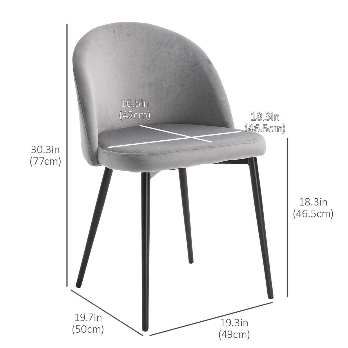 Modern Grey Velvet Dining Chairs, Set of 4, Mid-Back, Living Room Table Chairs-Dining Chairs-DECOROLALA