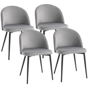 Modern Grey Velvet Dining Chairs, Set of 4, Mid-Back, Living Room Table Chairs-DECOROLALA