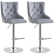 Modern Grey Velvet Swivel Bar Stools - Set of 2-DECOROLALA