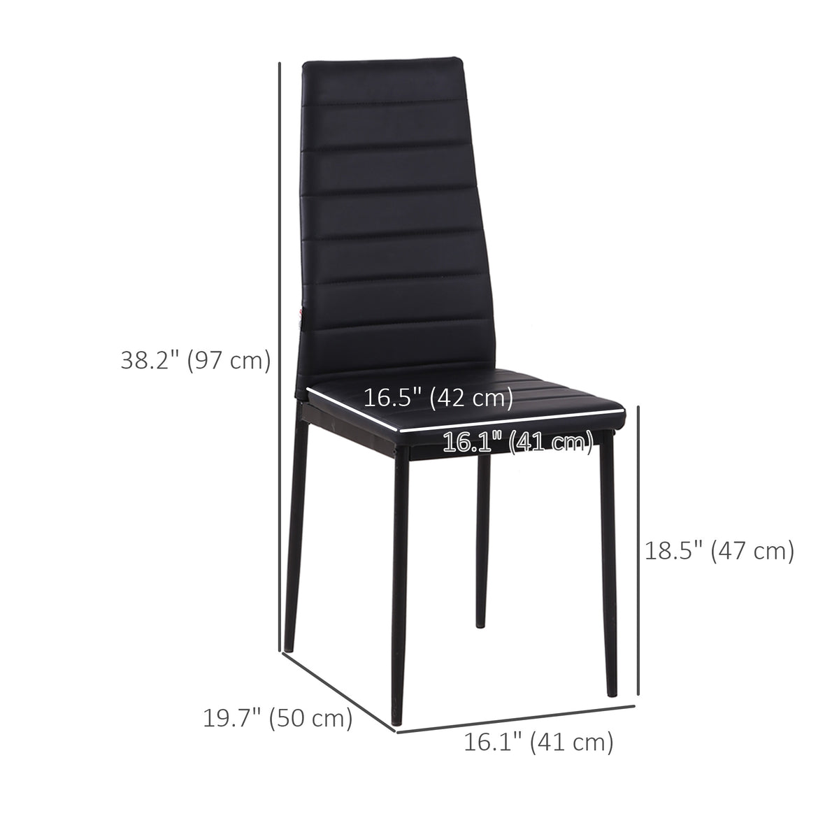 Modern High Back PU Leather Dining Chairs - Black, Set of 4-Dining Chairs-DECOROLALA